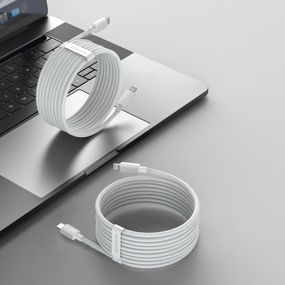 Baseus Simple Wisdom Cable de carga y datos USB-C - Lightning Simple Wisdom, 20W, 1,5m, Juego 2 piezas, Blanco. 