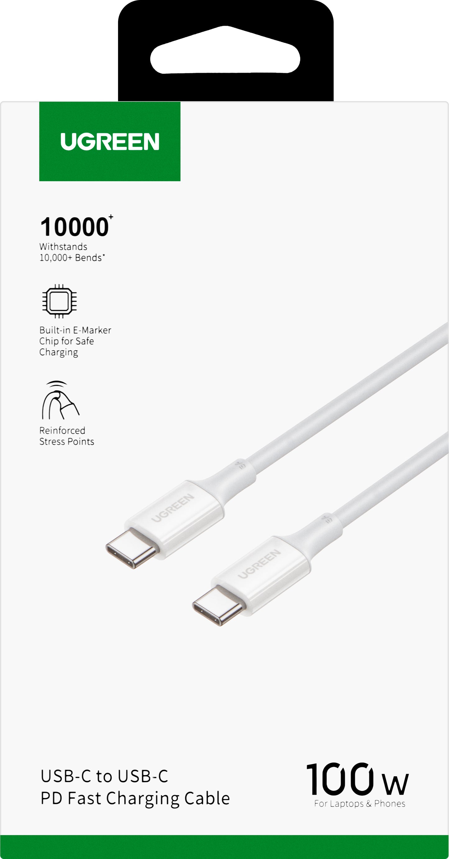 Cable de Datos y Carga USB-C - USB-C UGREEN US300, 100W, 2m, Blanco