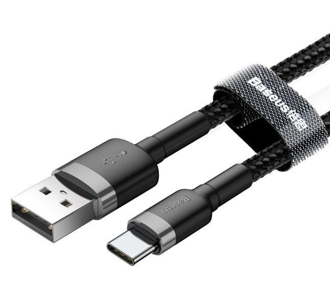 Cable de datos y carga USB-A - USB-C Baseus Cafule, 18W, 2m, Gris CATKLF-CG1