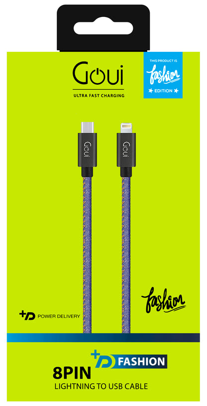 Cable de datos y carga USB-C - Lightning Goui Fashion, 18W, 1m, Azul G-FASHIONC94JB