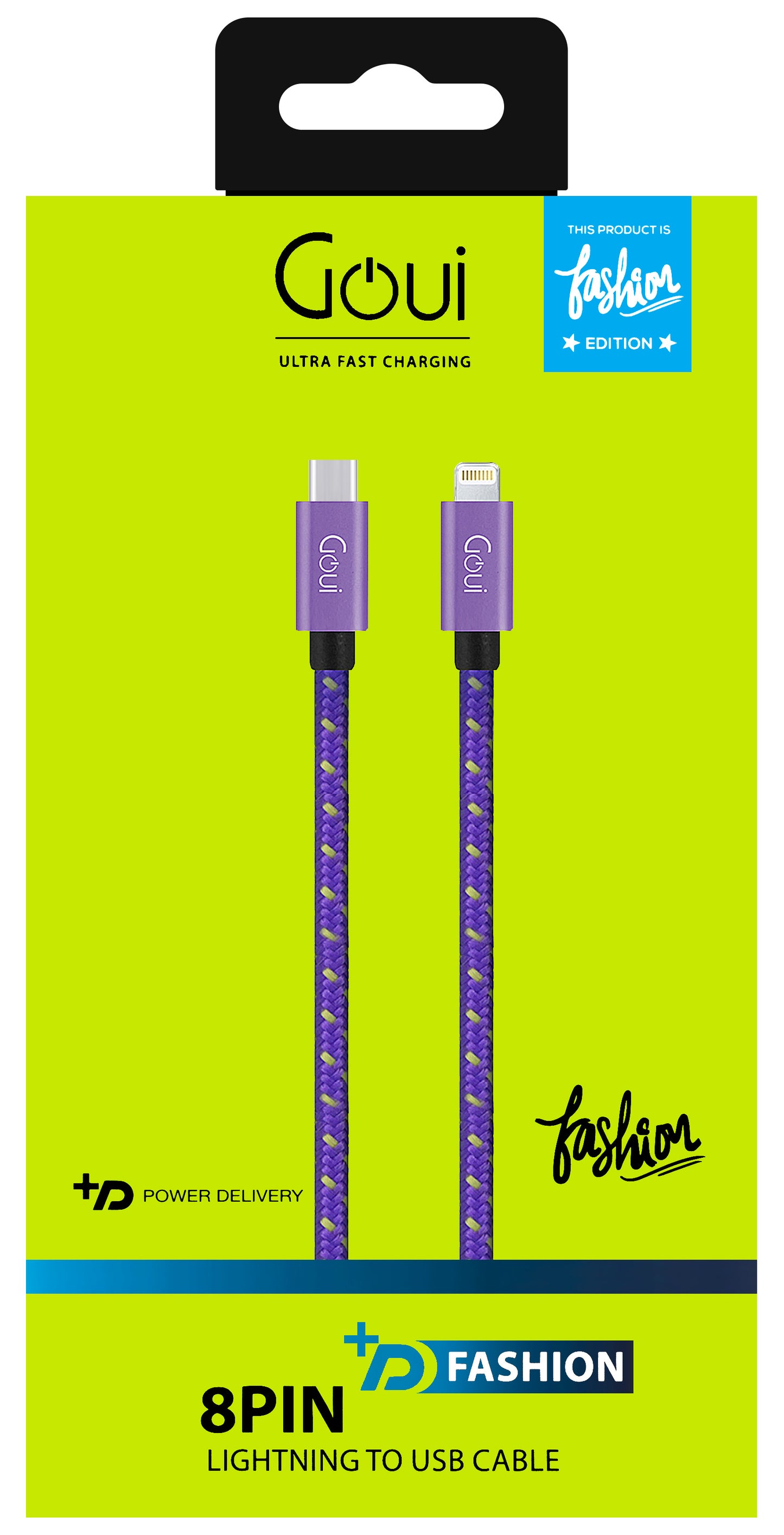 Cable de carga y datos USB-C - Lightning Goui Fashion, 18 W, 1 m, morado G-FASHIONC94P