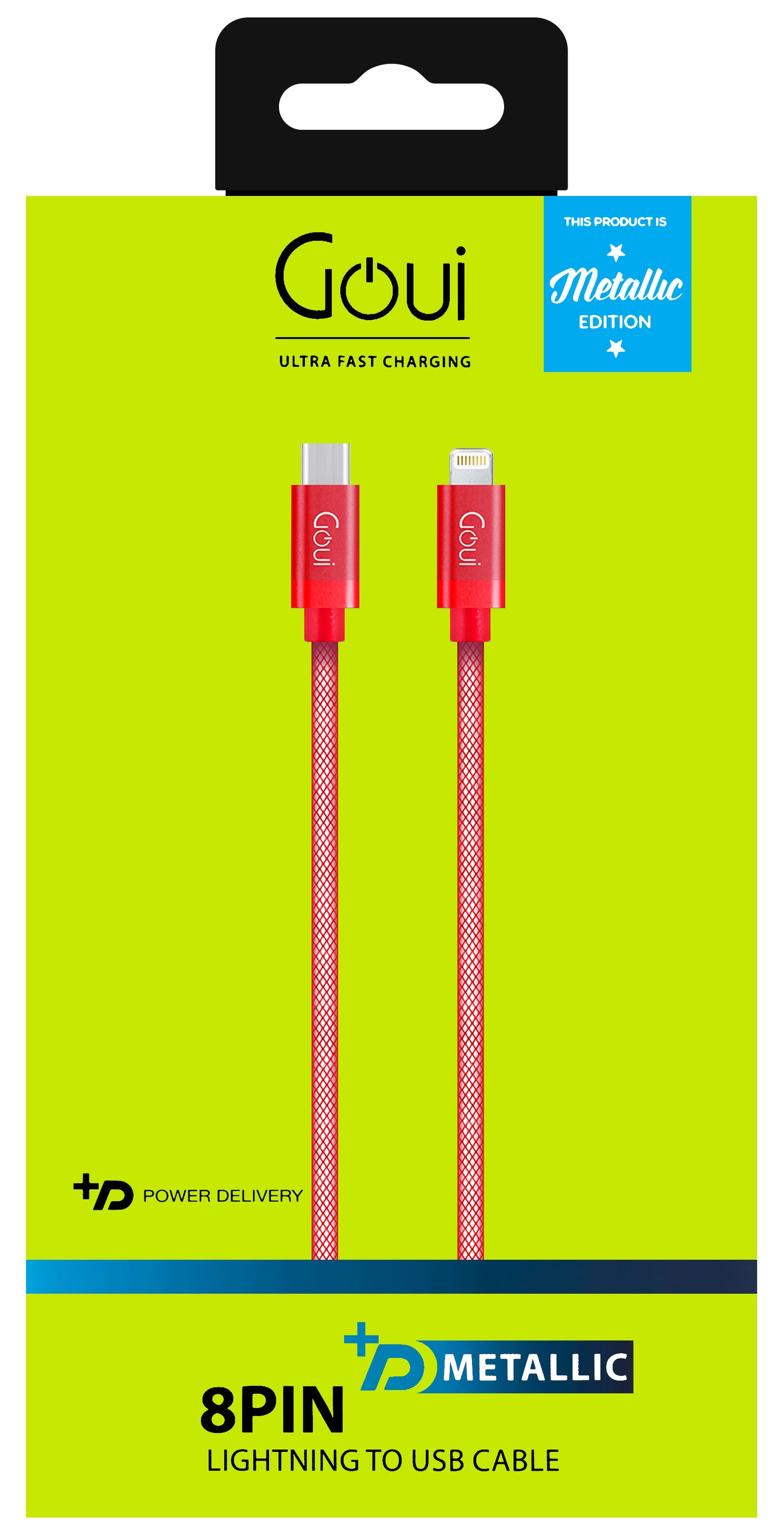 Cable de datos y carga USB-C - Lightning Goui Metallic, 18W, 1m, Rojo G-METALLICC94-R