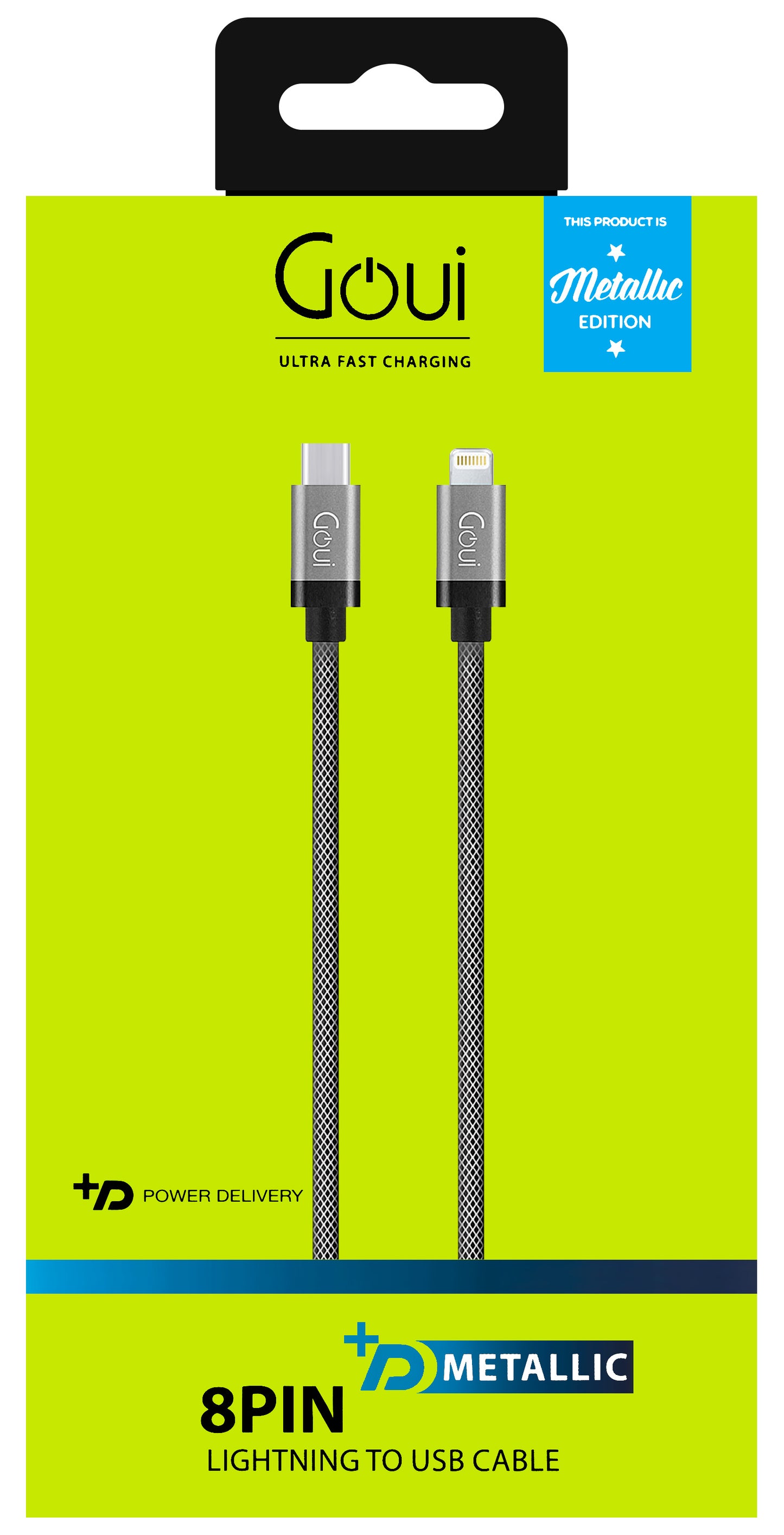 Cable de datos y carga USB-C - Lightning Goui Metallic, 18W, 1m, Gris G-METALLICC94S