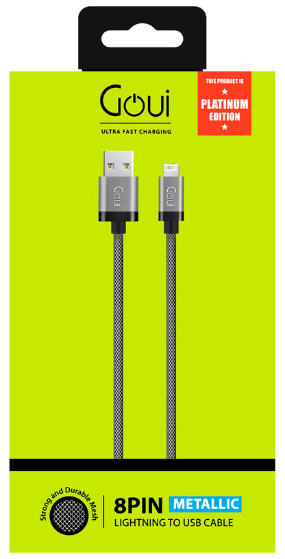 Cable de datos y carga USB-A - Lightning Goui Metallic, 18W, 1m, Gris G-LC8PIN-02S G-LC8PIN-02S