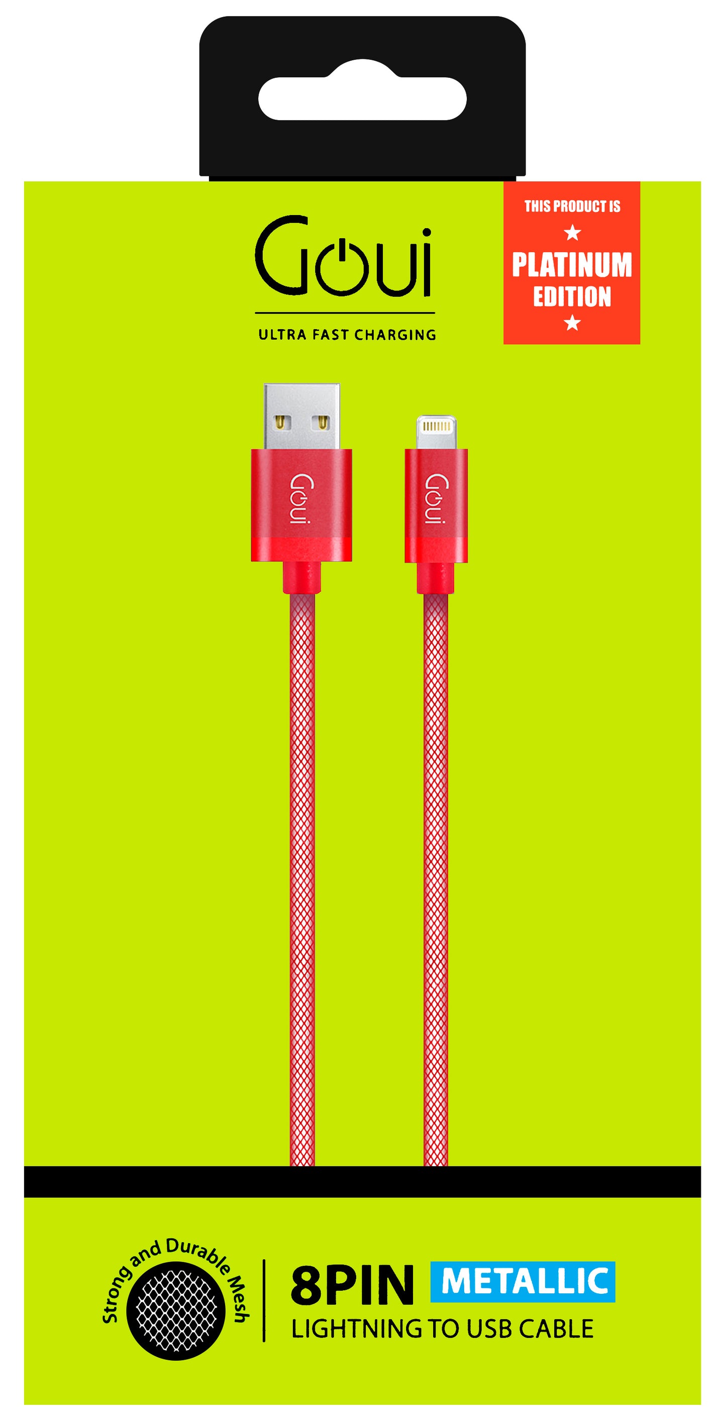 Cable de datos y carga USB-A - Lightning Goui Metallic, 18W, 1m, Rojo G-LC8PIN-02R