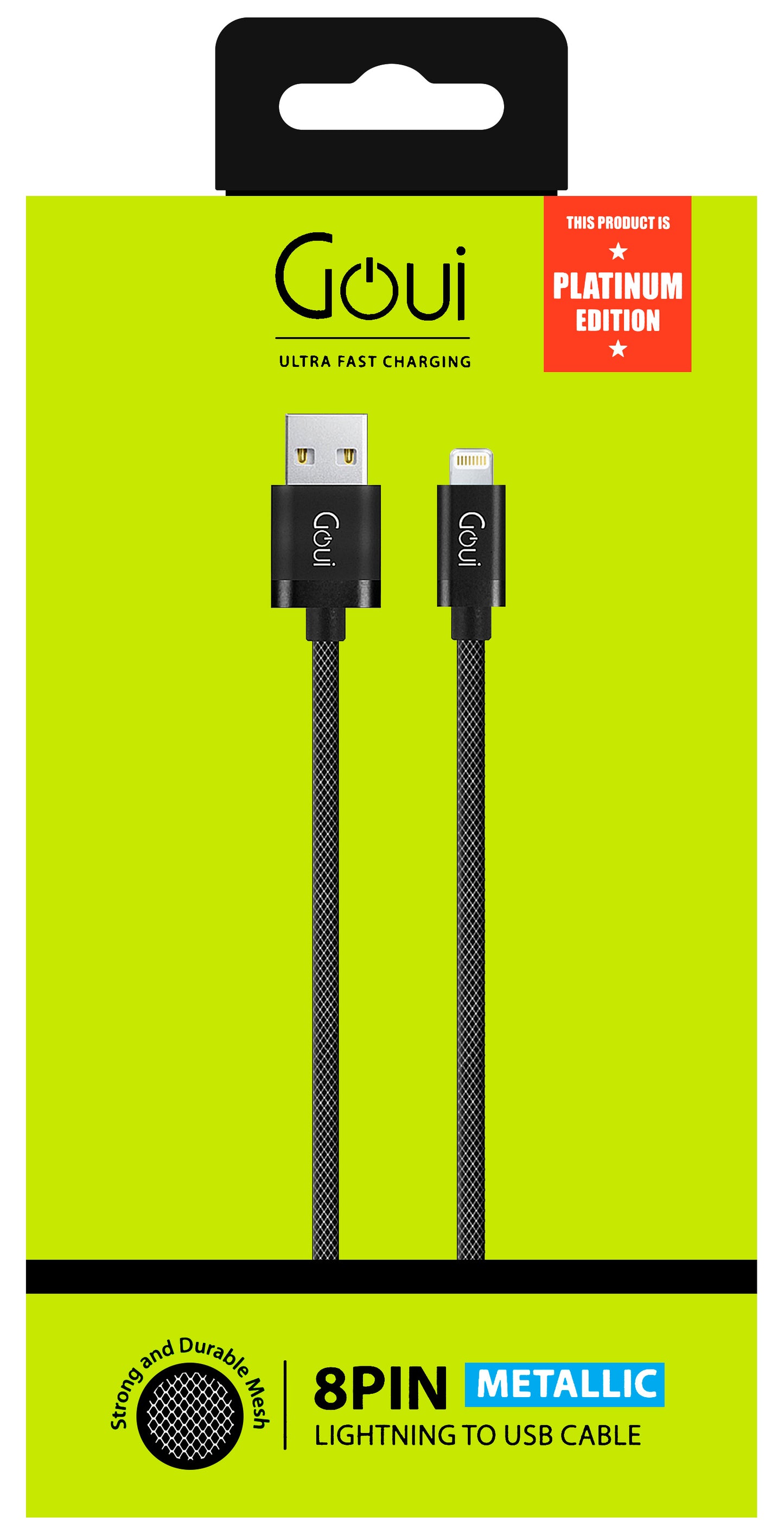 Cable de datos y carga USB-A - Lightning Goui Metallic, 18W, 1m, Negro G-LC8PIN-02BK G-LC8PIN-02BK