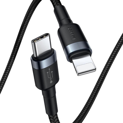 Cable de carga y datos USB-C - Lightning Baseus Cafule, 18W, 1m, Gris CATLKLF-G1 CATLKLF-G1