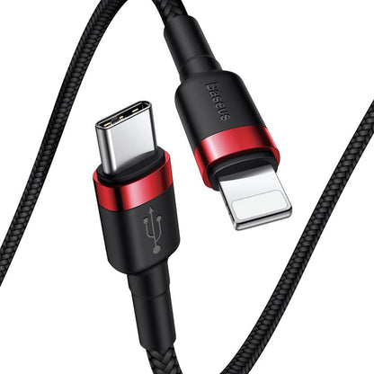 Cable de carga y datos USB-C - Lightning Baseus Cafule, 18W, 1m, Rojo CATLKLF-91