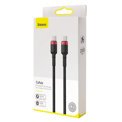 Cable de carga y datos USB-C - USB-C Baseus Cafule, 100W, 2m, Rojo CATKLF-AL91