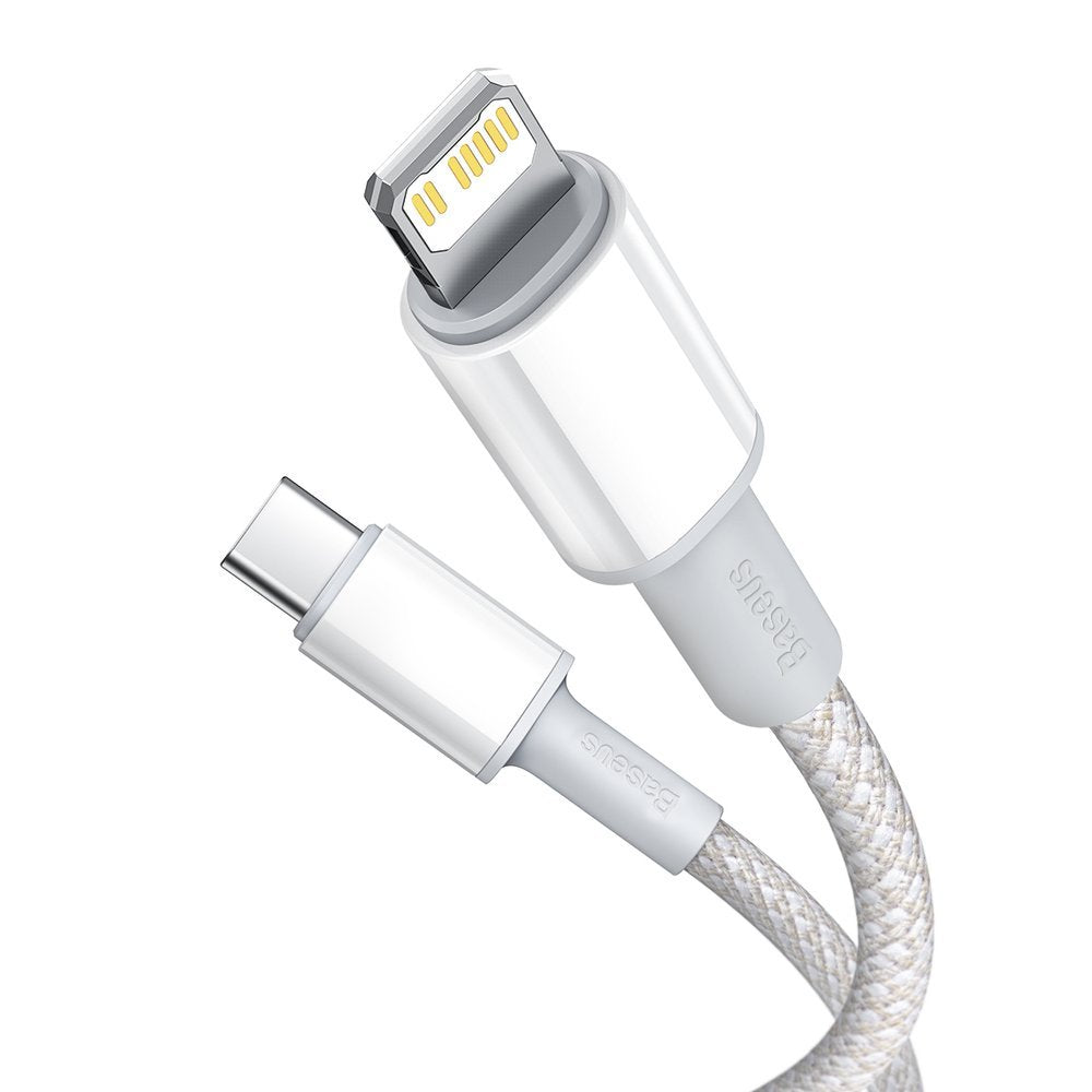 Cable de carga y datos USB-C - Lightning trenzado de alta densidad Baseus, 20 W, 1 m, blanco CATLGD-02