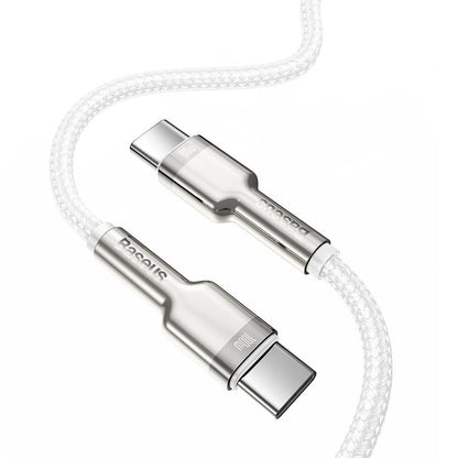 Cable de carga y datos USB-C - USB-C Baseus Cafule Metal Series, 100W, 1m, Blanco CATJK-C02