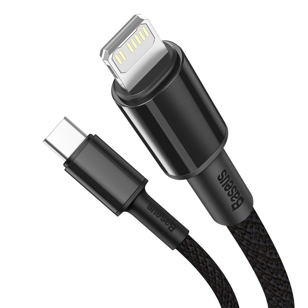 Cable de carga y datos USB-C - Lightning trenzado de alta densidad Baseus, 20 W, 2 m, negro CATLGD-A01