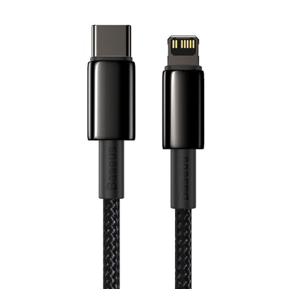 Cable de carga y datos USB-C - Lightning Baseus Tungsteno Tungsteno Oro, 20W, 2m, Negro CATLWWJ-A01