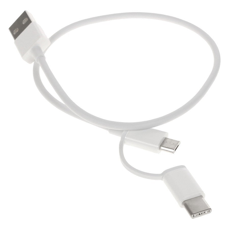 Cable de datos y carga USB-A - microUSB / USB-C Xiaomi Mi 2in1, 18W, 0,3m, Blanco SJV4083TY