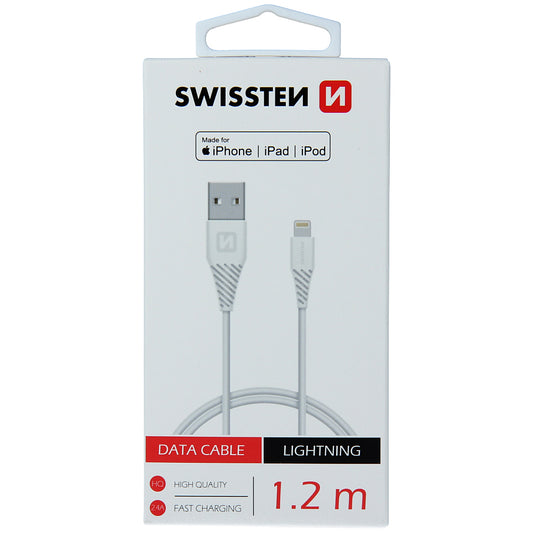 Cable de carga y datos USB-A - Lightning Swissten, 18 W, 1,2 m, blanco 71526501