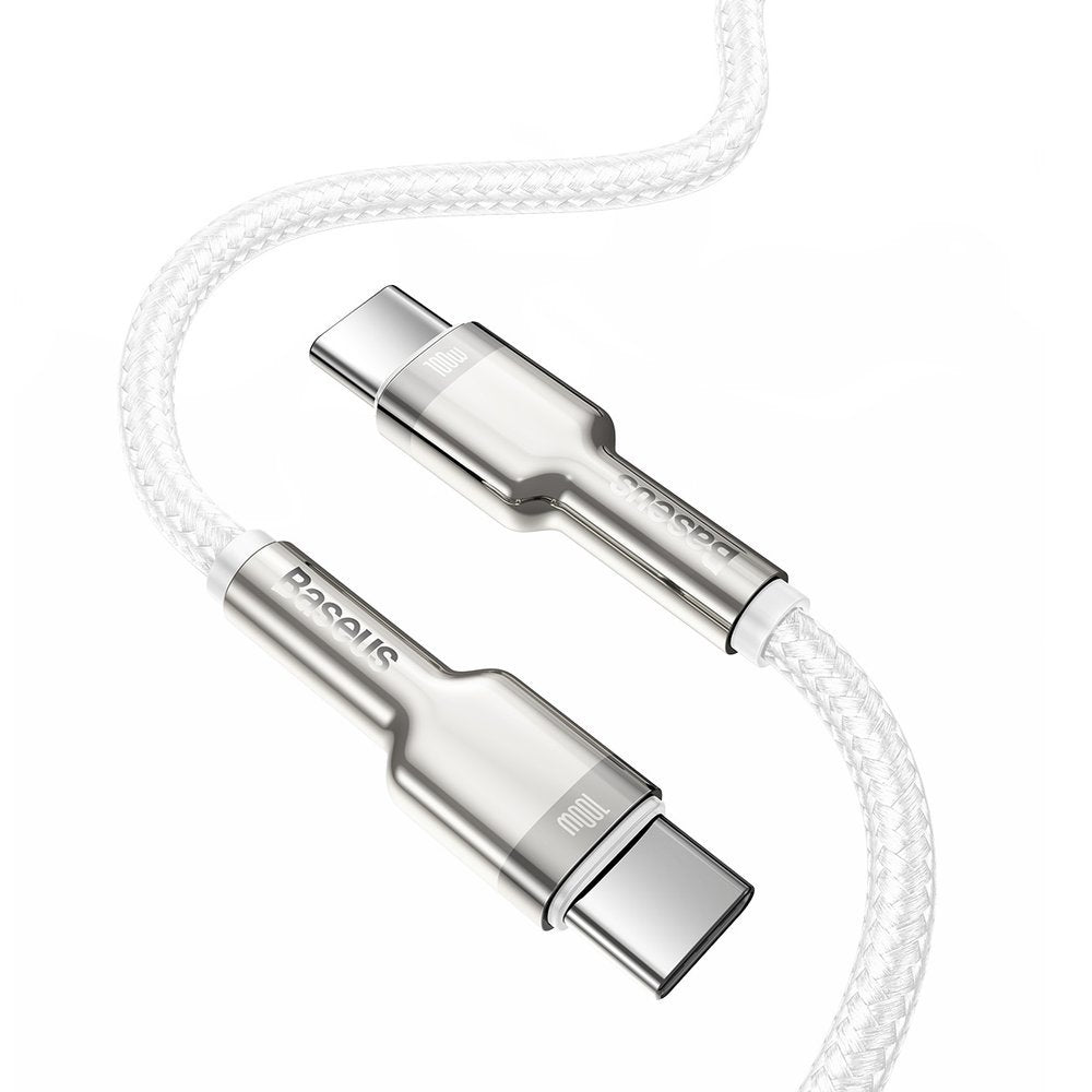 Cable de carga y datos USB-C - USB-C Baseus Cafule, 100W, 2m, Blanco CATJK-D02 