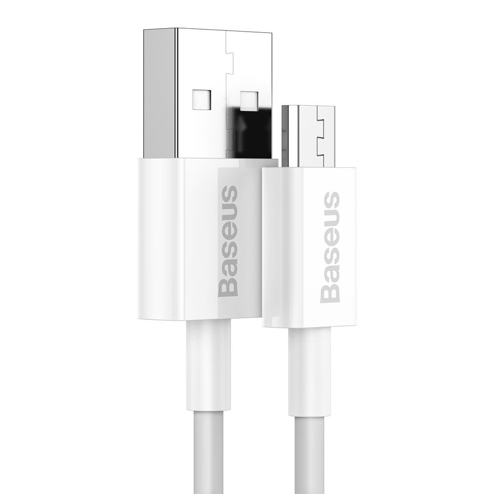 Cable de datos y carga USB-A - microUSB Baseus Superior Series, 18W, 1m, Blanco CAMYS-02