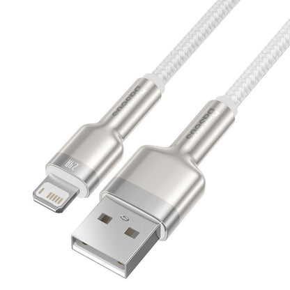 Cable de datos y carga USB-A - Lightning Baseus Cafule Metal Series, 18W, 1m, Blanco CALJK-A02