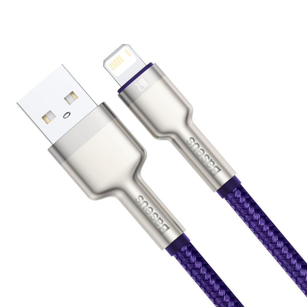 Cable de datos y carga USB-A - Lightning Baseus Cafule Metal Series, 18W, 1m, Morado CALJK-A05