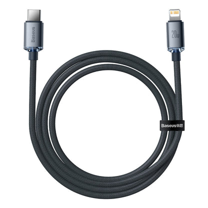 Cable de carga y datos USB-C - Lightning de la serie Crystal Shine de Baseus, 20 W, 1,2 m, negro CAJYY000201