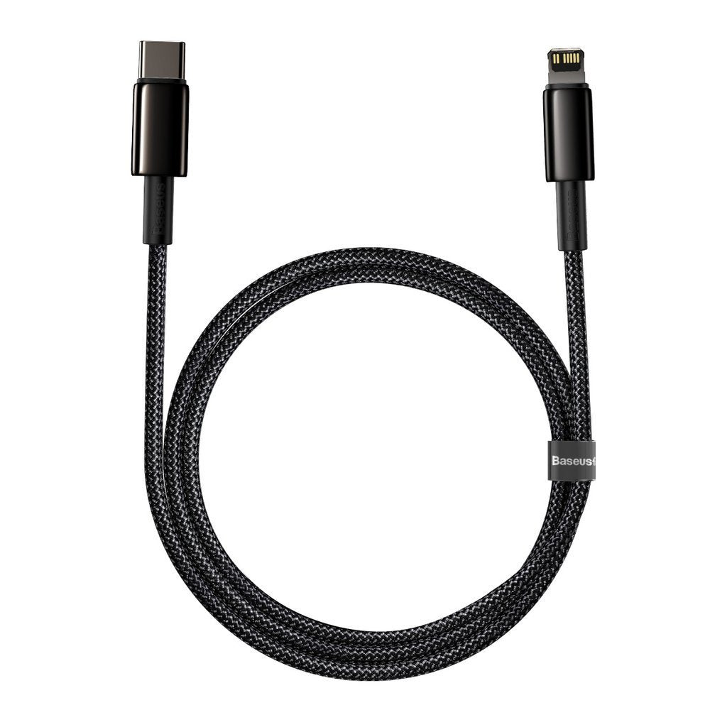 Cable de carga y datos USB-C - Lightning Baseus Tungsteno Tungsteno Oro, 20W, 1m, Negro CATLWJ-01 CATLWJ-01