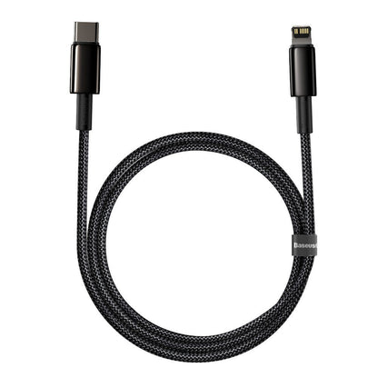 Cable de carga y datos USB-C - Lightning Baseus Tungsteno Tungsteno Oro, 20W, 1m, Negro CATLWJ-01 CATLWJ-01