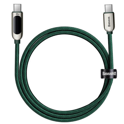 Cable de carga y datos USB-C - Carga rápida USB-C Baseus Display, 100 W, 1 m, verde CATSK-B06