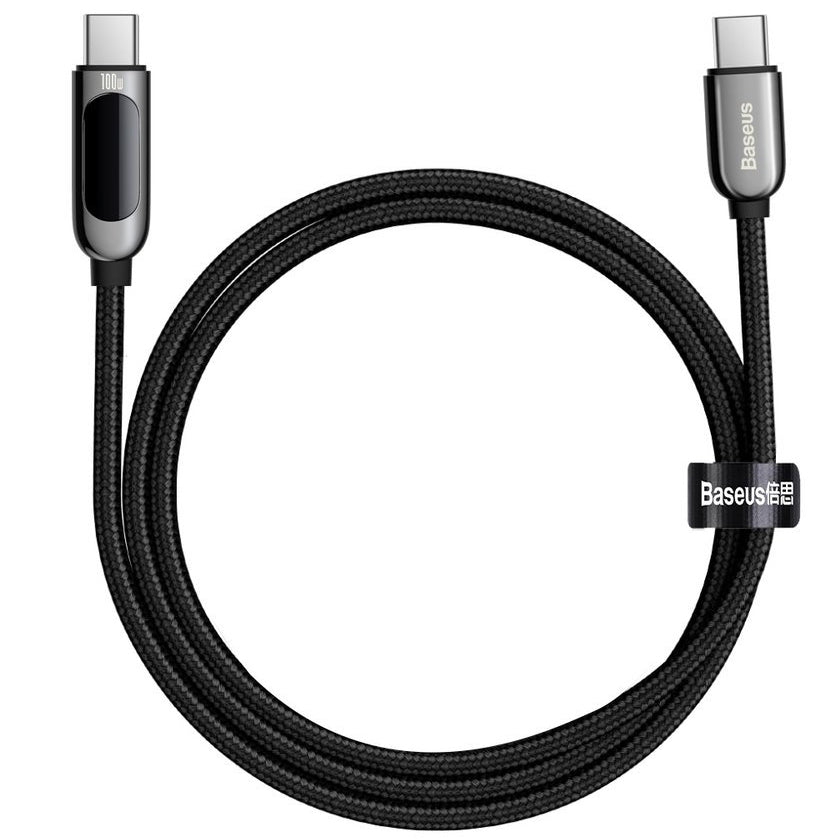 Cable de carga y datos USB-C - USB-C Baseus Display, 100W, 1m, Negro CATSK-B01