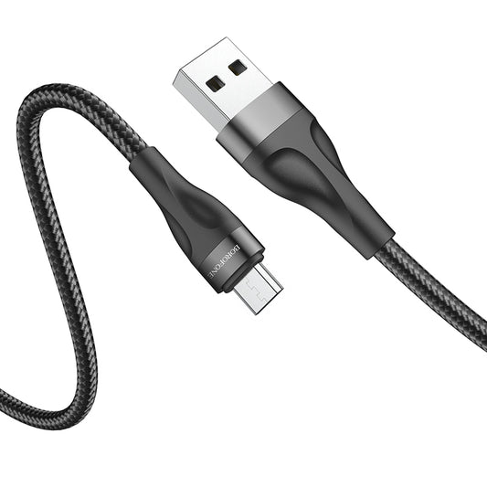 Cable de datos y carga USB-A - microUSB Borofone BX61, 18W, 1m, Negro