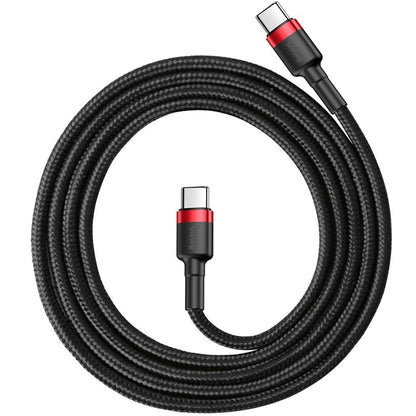 Cable de carga y datos USB-C - USB-C Baseus Cafule, 60W, 1m, Rojo CATKLF-G91