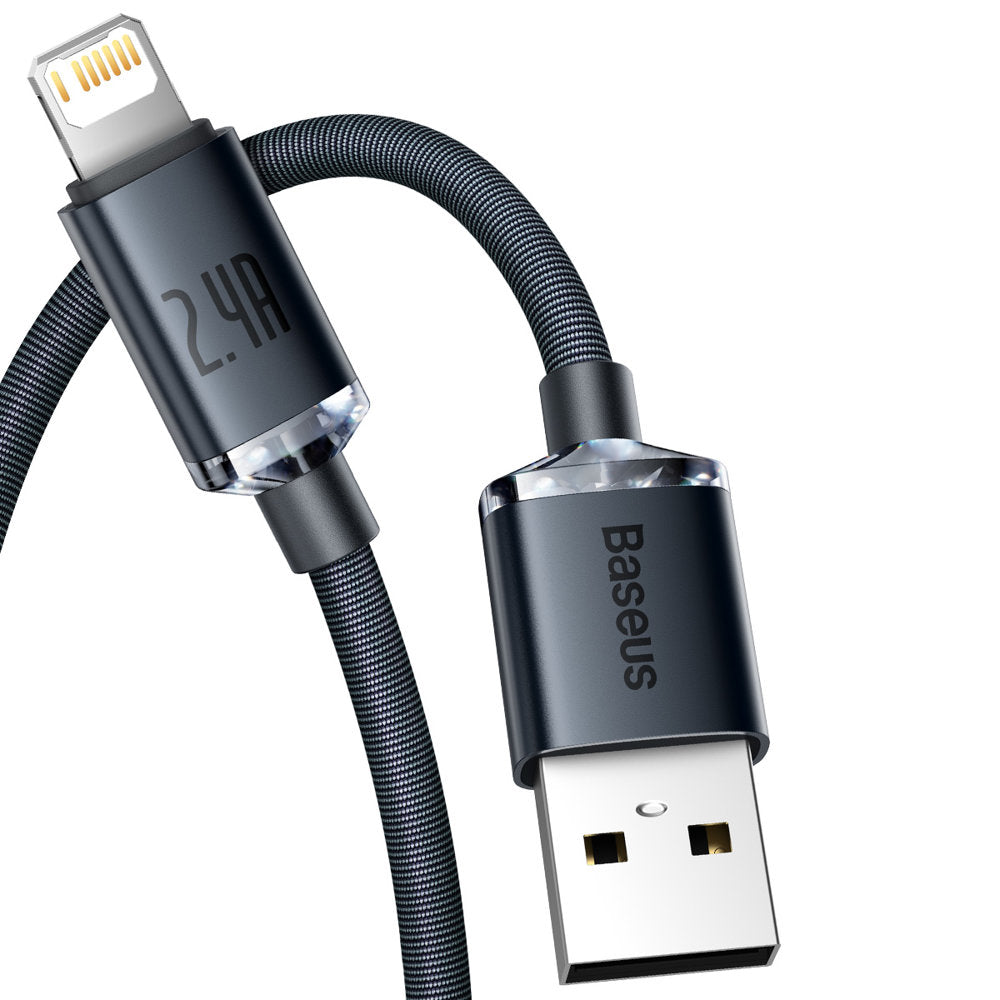 Cable de carga y datos Baseus Crystal Shine USB-A - Lightning, 20 W, 1,2 m, negro