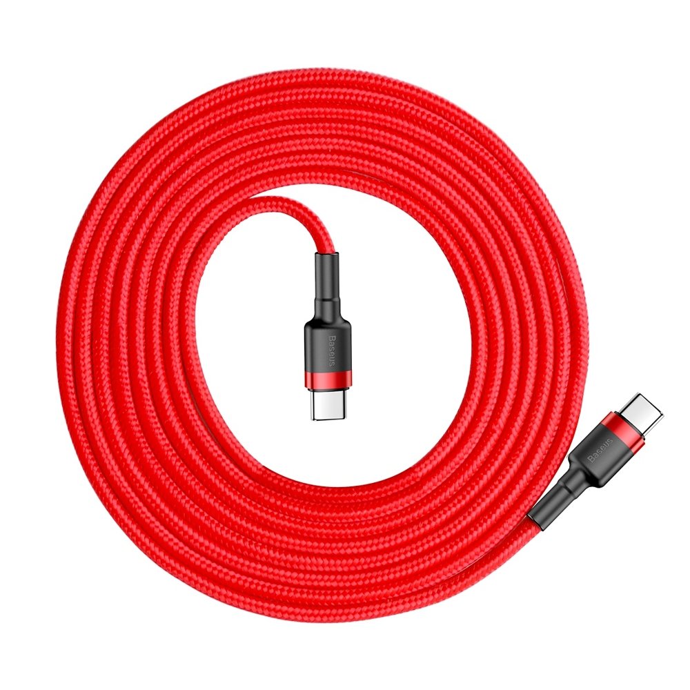 Cable de carga y datos USB-C - USB-C Baseus Cafule, 60W, 2m, Rojo CATKLF-H09