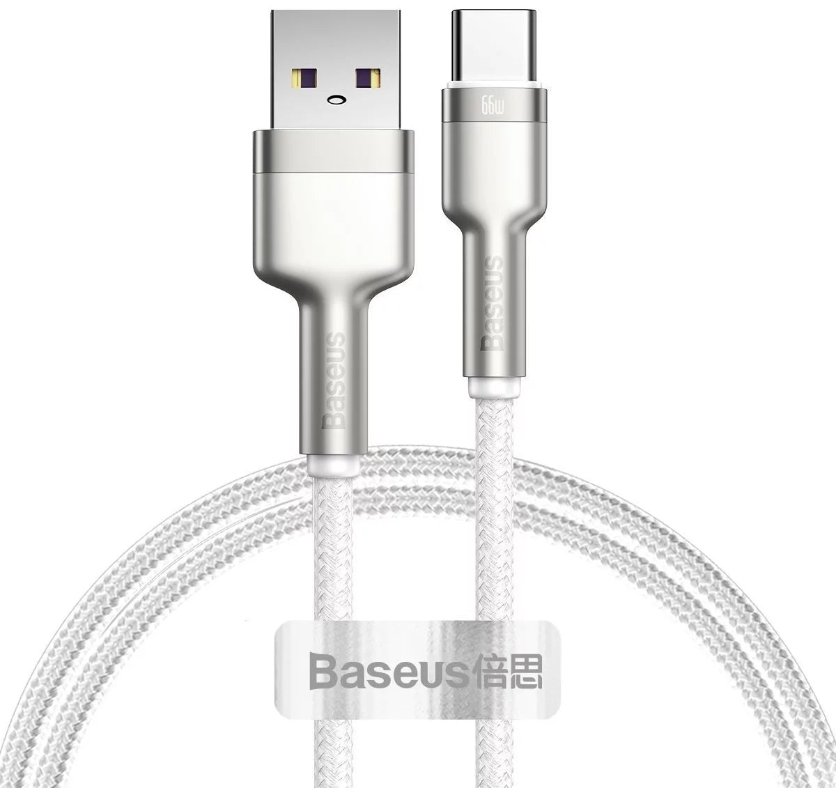 Cable de datos y carga USB-A - USB-C Baseus Cafule Metal Series, 66W, 1m, Blanco CAKF000102