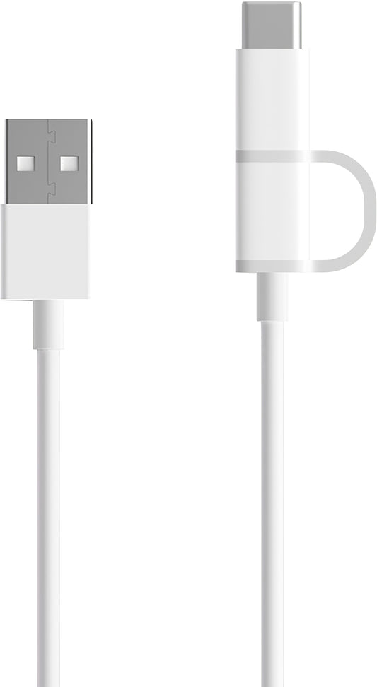 Cable de datos y carga USB-A - microUSB / USB-C Xiaomi Mi 2in1, 18W, 1m, Blanco SJV4082TY 