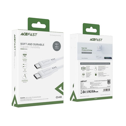 Cable de Datos y Carga USB-C - USB-C Acefast C3-03, 60W, 1.2m, Blanco