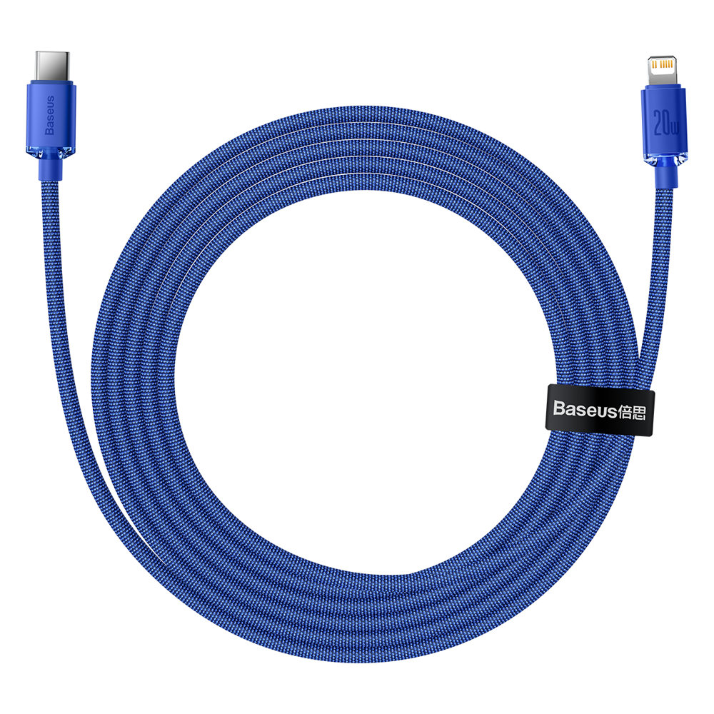 Cable de carga y datos USB-C - Lightning de la serie Crystal Shine de Baseus, 20 W, 2 m, azul CAJY000303 