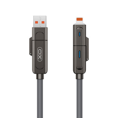 Cable de datos y carga USB-C / USB-A - USB-C / Lightning XO Design NB275 2en1, 60W, 1m, Negro 