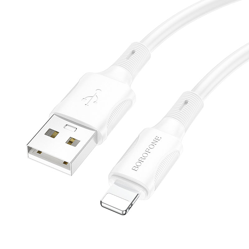 Cable de datos y carga USB-A - Lightning Borofone BX80 Succeed, 18W, 1m, Blanco 