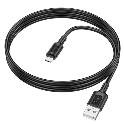 Cable de datos y carga USB-A - microUSB Borofone BX111 Feliz, 18W, 1m, Negro 