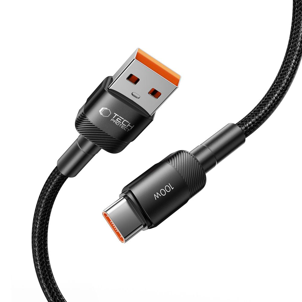 Cable de carga y datos USB-A - USB-C Tech-Protect Ultraboost EVO, 100 W, 0,5 m, negro 