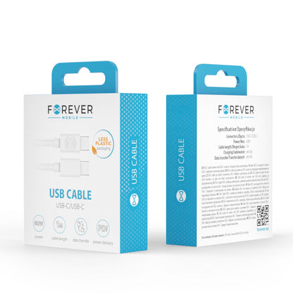 Cable de carga y datos USB-C - USB-C Forever, 60W, 1m, Blanco