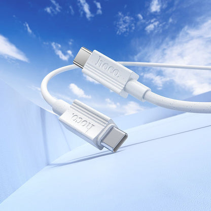 Cable de Datos y Carga USB-C - USB-C HOCO X107, 60W, 1m, Blanco