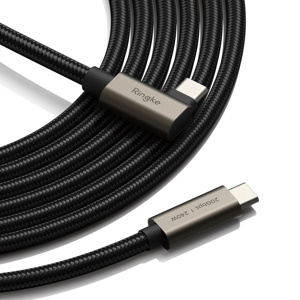 Cable de Datos y Carga USB-C - USB-C Ringke 2X2 Angled, 240W, 2m, Negro