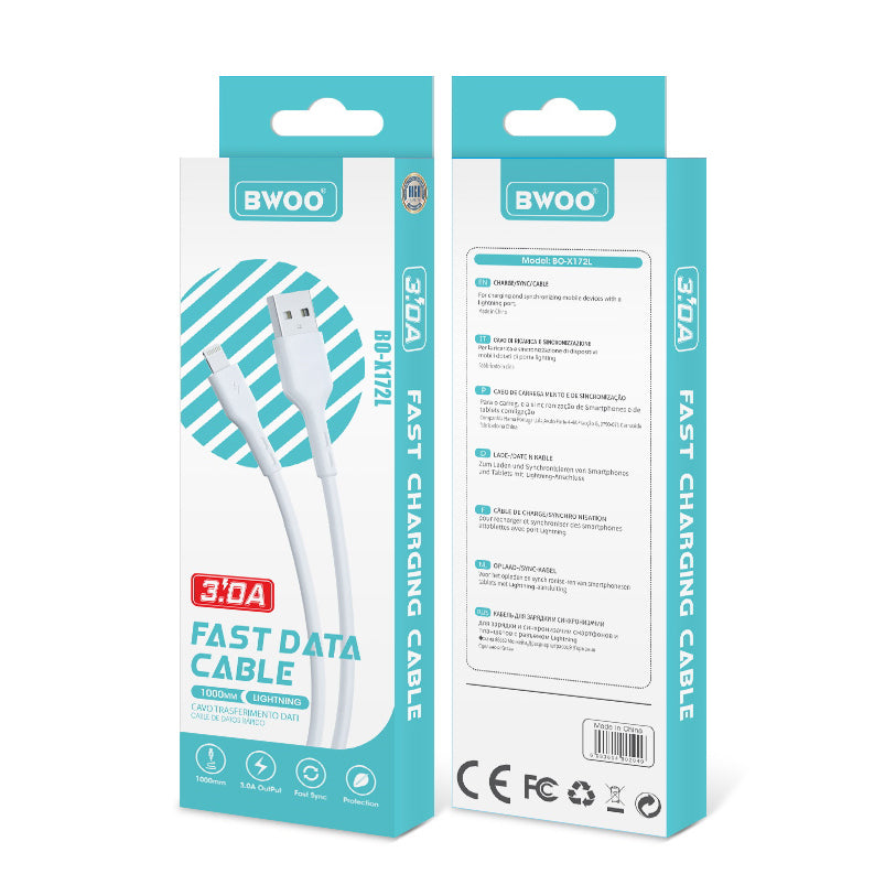 Cable de Datos y Carga USB-A - Lightning BWOO X172L, 18W, 1m, Blanco