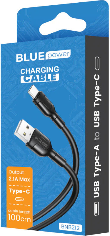 USB-A to USB-C Data and Charging Cable Blue Power BNB212, 18W, 1m, White