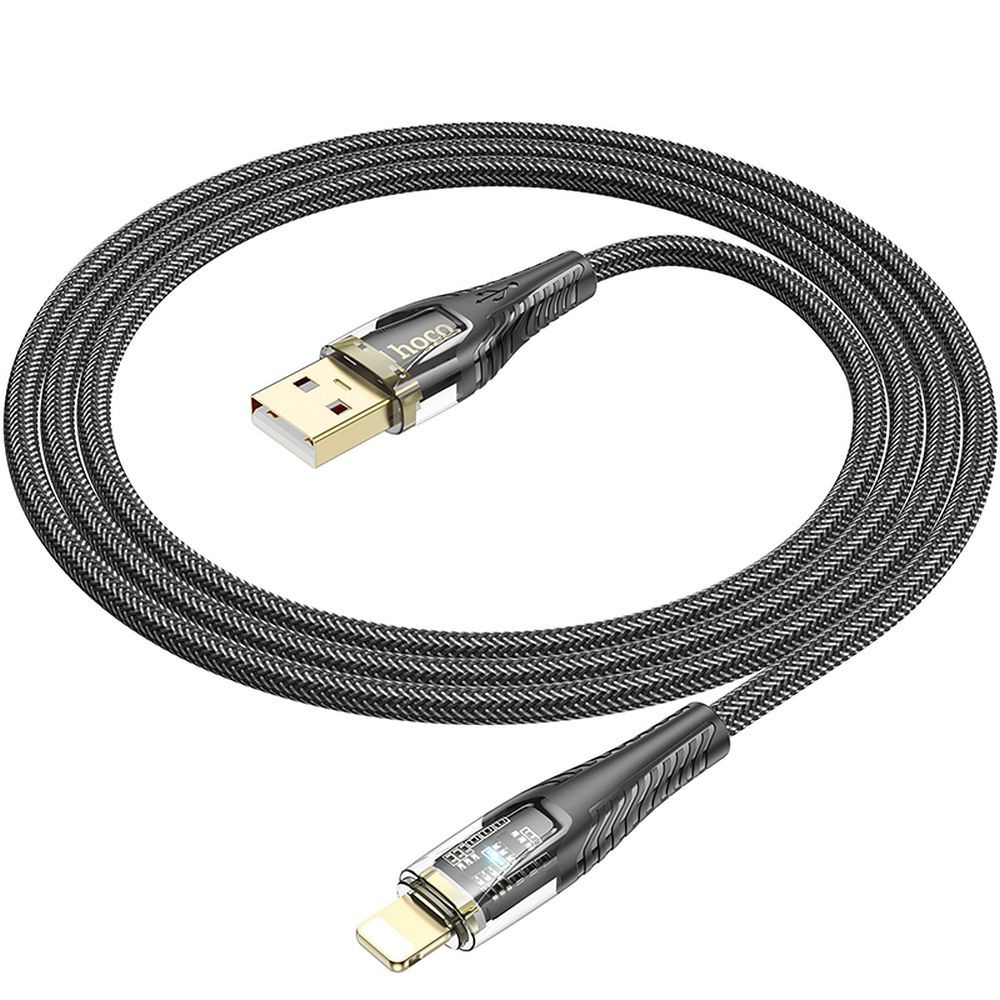 Cable de Datos y Carga USB-A - Lightning HOCO U121, 18W, 1.2m, Negro