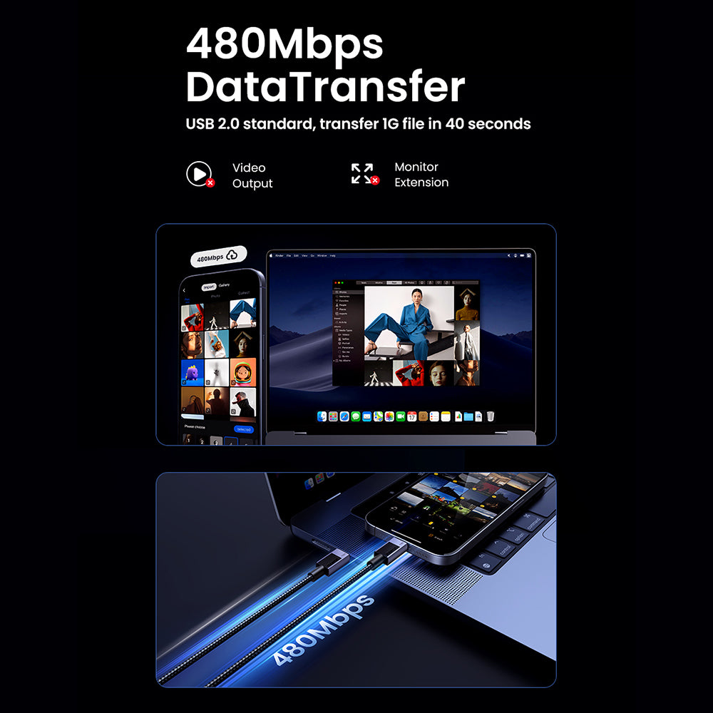 Cable de Datos y Carga USB-C - USB-C UGREEN L513, 240W, 1m, Negro