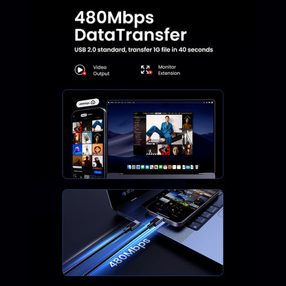 Cable de Datos y Carga USB-C - USB-C UGREEN L513, 240W, 1m, Negro