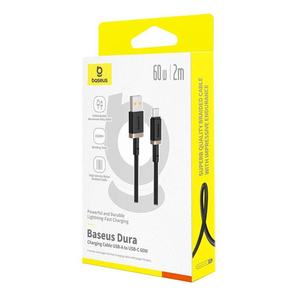 Cable de Datos y Carga USB-A - USB-C Baseus Dura Series, 60W, 2m, Dorado P10377802U01-02