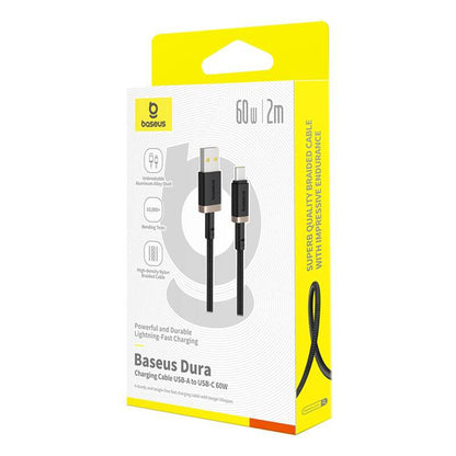 Cable de Datos y Carga USB-A - USB-C Baseus Dura Series, 60W, 2m, Dorado P10377802U01-02